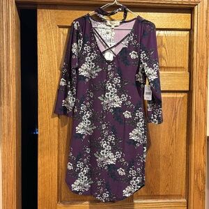 Comfy purple floral dress…new with tags